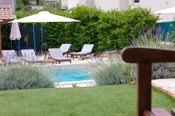 trampolin by the pool