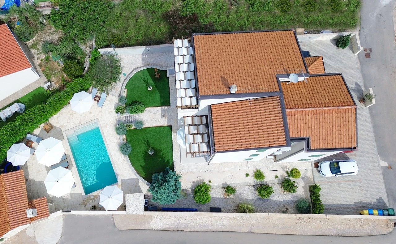 dron view of the house